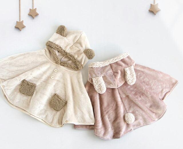 [現貨] 日本直送Bisque 嬰兒粉紅色法蘭絨連帽斗篷 (3至5歲) - BB Dressup