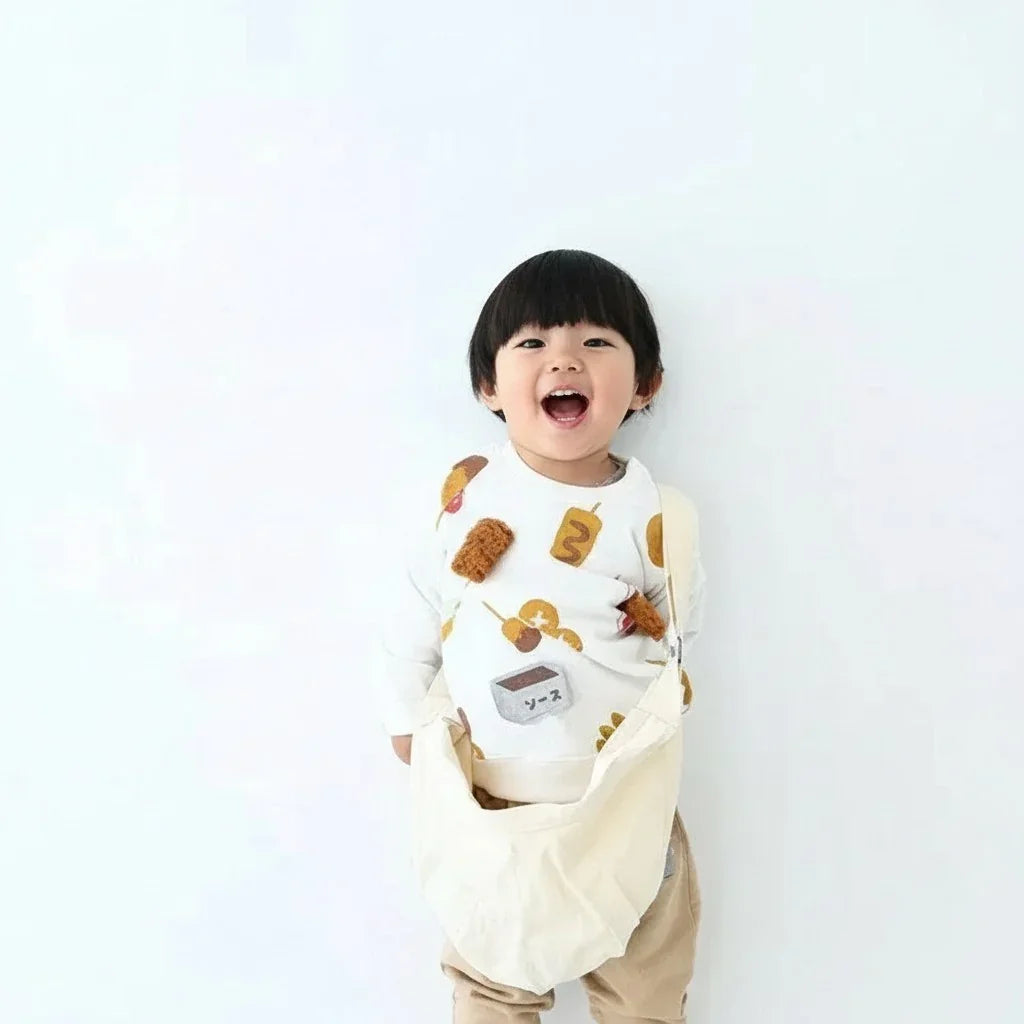 [現貨] 日本直送 Cheekroom 童裝 白色 炸物串燒 長袖衛衣 (120cm) - BB Dressup