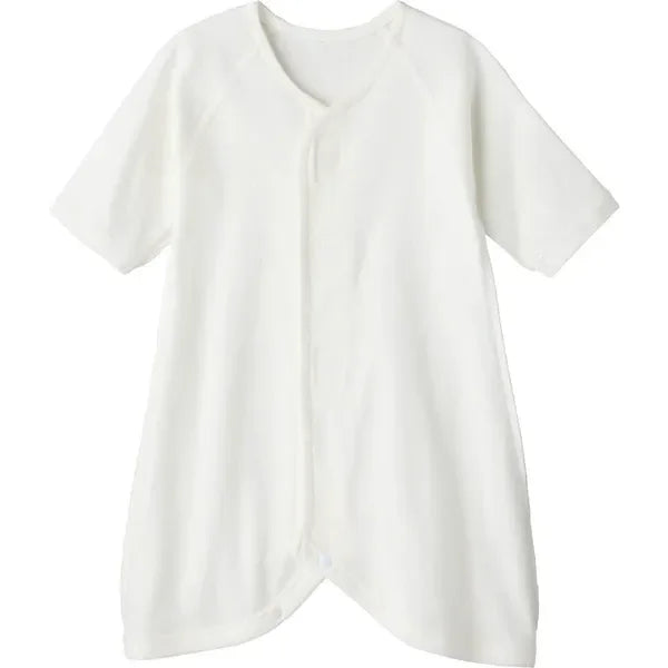 [現貨] 日本直送Combi Mini 初生嬰兒100%全棉魔術貼純白連身衣 (50-70cm) - BB Dressup