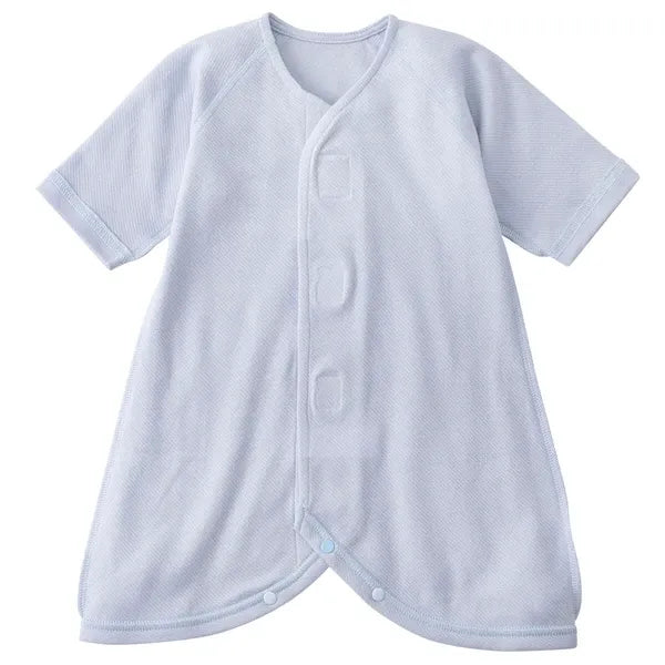 [現貨] 日本直送Combi Mini 初生嬰兒 粉藍100%純棉柔軟魔術貼連身衣 (50-70cm)