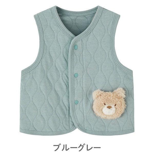 [現貨] 日本直送Combi Mini初生嬰兒粉藍色針織熊仔背心外套 (60-80cm) - BB Dressup