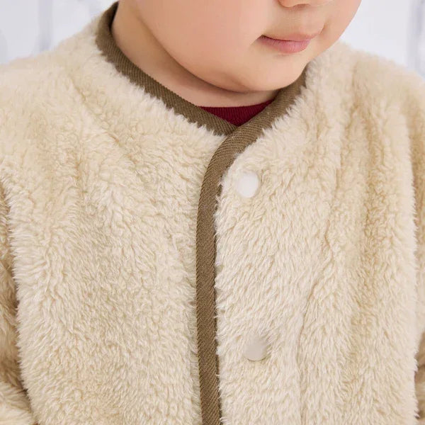 [現貨] 日本直送Combi Mini嬰兒淺米色長絨毛外套 (90-120cm) - BB Dressup