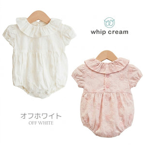 [現貨] 日本製Creme Chantilly初生嬰兒白色刺繡蕾絲連身衣 (70-80cm) - BB Dressup