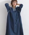 [現貨] 日本直送 En avant 成人深藍蕾絲拼接 抓褶連身裙 - BB Dressup
