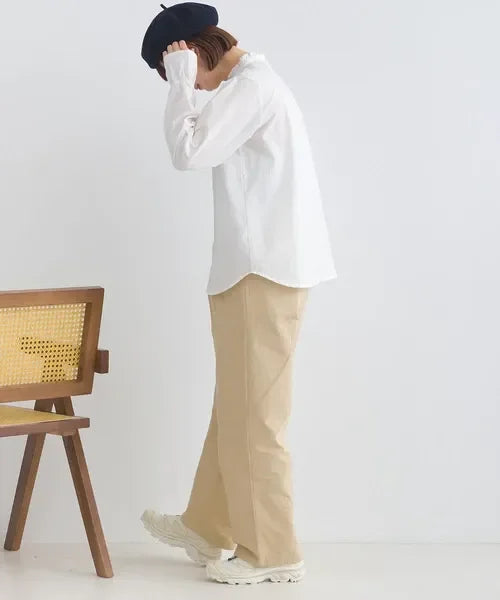 [現貨] 日本直送 En avant 成人白色荷葉邊領褶皺棉布襯衫 - BB Dressup