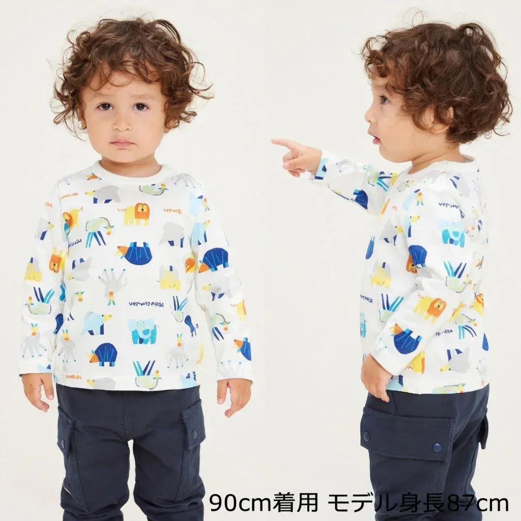 [現貨] 日本製丸高衣料 童裝恐龍印花長袖T恤 (120cm) - BB Dressup