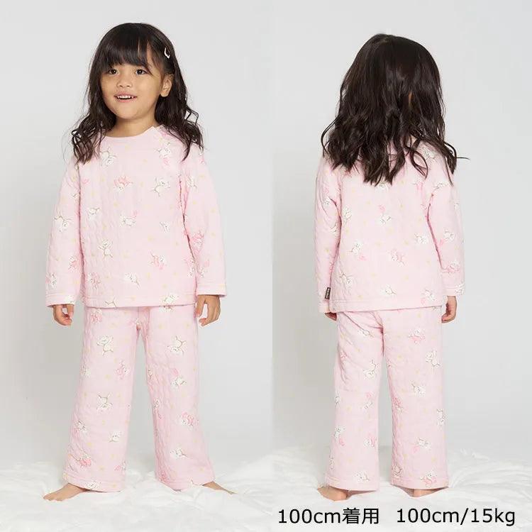 [現貨] 日本直送丸高衣料 童裝粉紅色小熊圖案睡衣/家居服套裝 (90-110cm) - BB Dressup