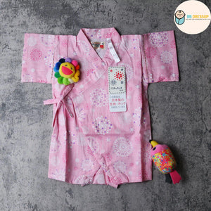 [現貨] 日本直送 東商店嬰兒粉紅煙花日本和服浴衣包屁衣/連身衣 (70-80cm) - BB Dressup