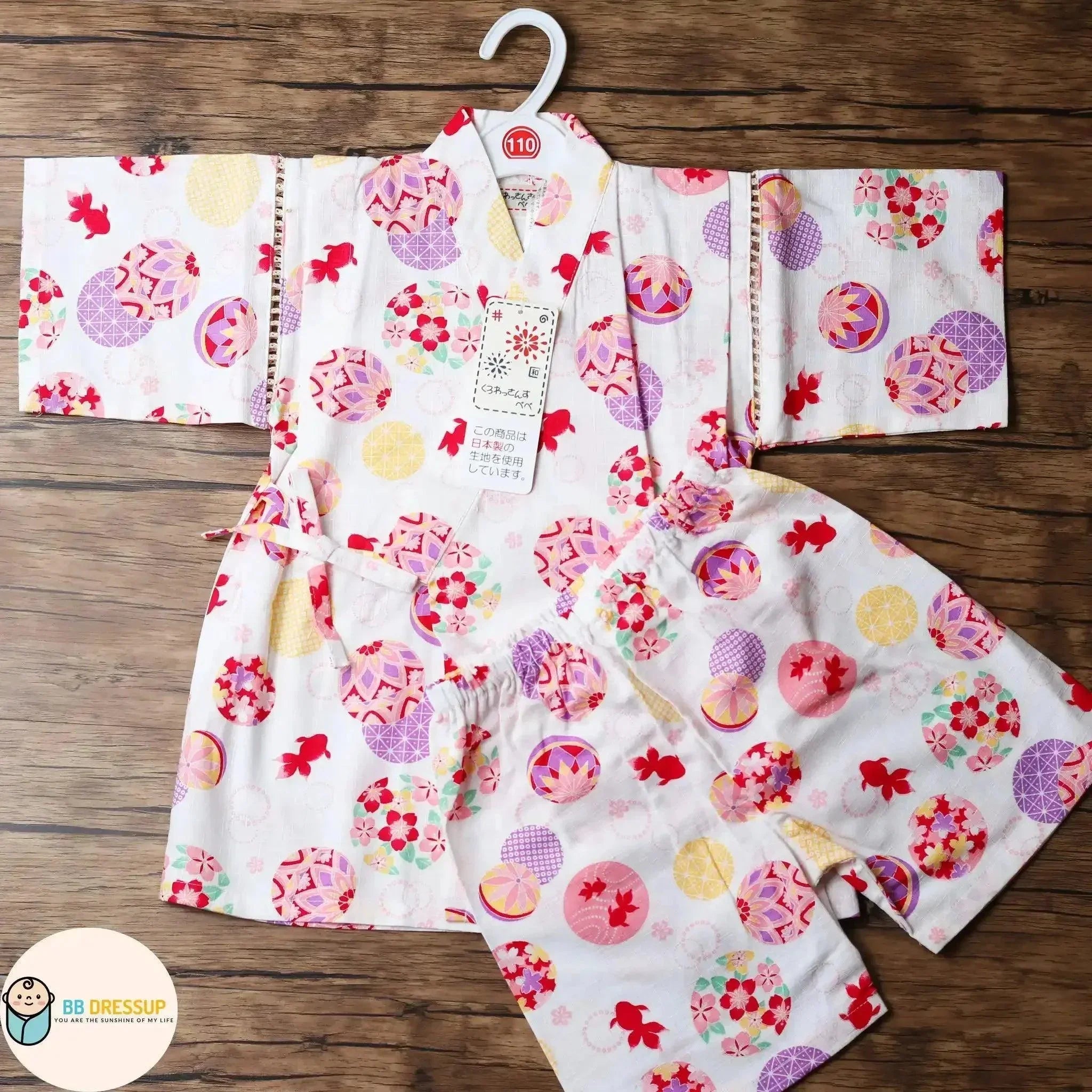 [現貨] 日本直送 東商店白色Shiro金魚日本和服浴衣童裝套裝(110-130cm) - BB Dressup