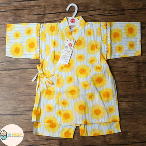 [現貨] 日本直送 東商店童裝白色太陽花日本和服浴衣套裝 (110-130cm) - BB Dressup