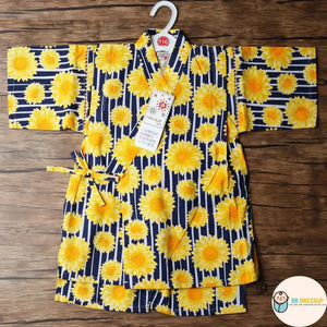 [現貨] 日本直送 東商店童裝藍色太陽花日本和服浴衣套裝(110-130cm) - BB Dressup