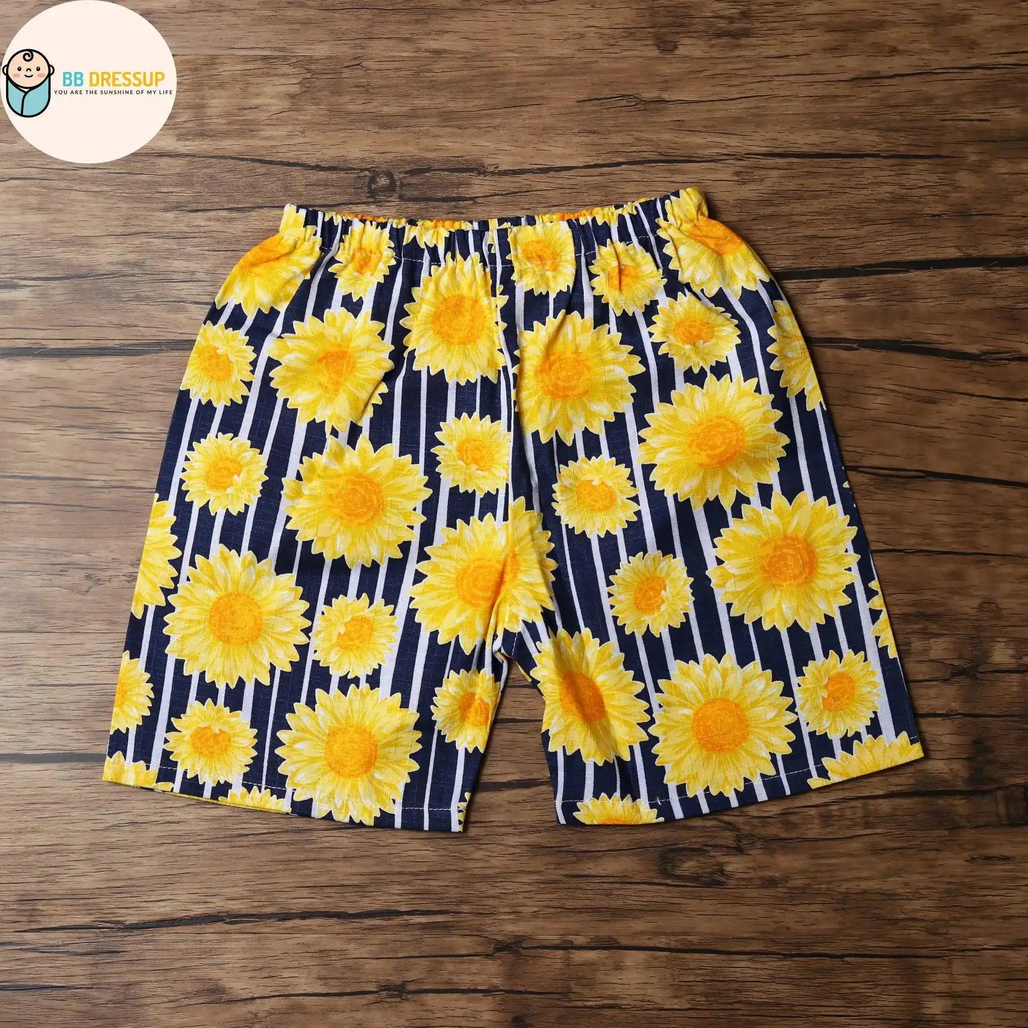 [現貨] 日本直送 東商店童裝藍色太陽花日本和服浴衣套裝(110-130cm) - BB Dressup