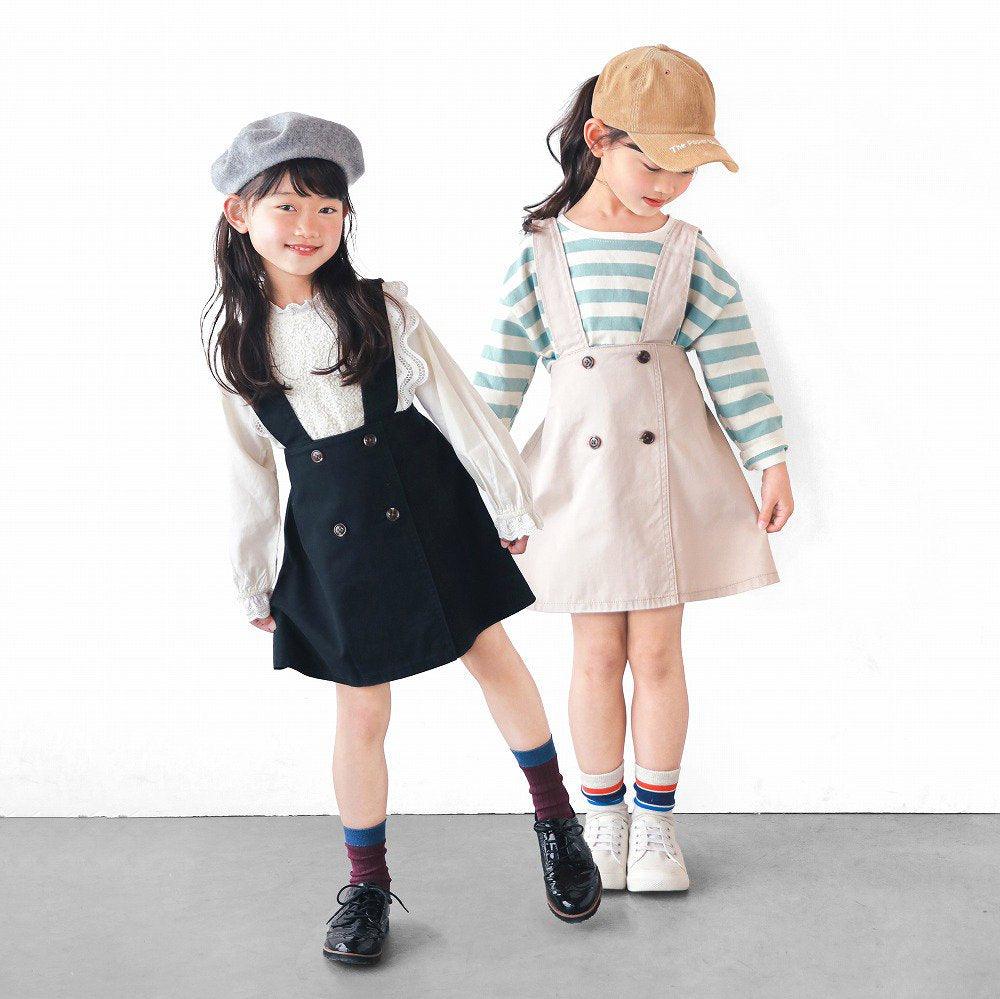 [現貨] 日本直送L.Copeck 女童米色全棉吊帶裙 (100cm) - BB Dressup