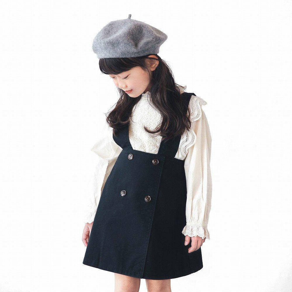 [現貨] 日本直送L.Copeck 女童黑色全棉吊帶裙 (100cm) - BB Dressup