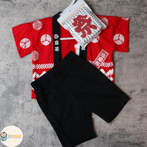 [現貨] 日本直送 Mam嬰兒紅色日本祭和服甚平BB衫套裝 (90-120cm) - BB Dressup