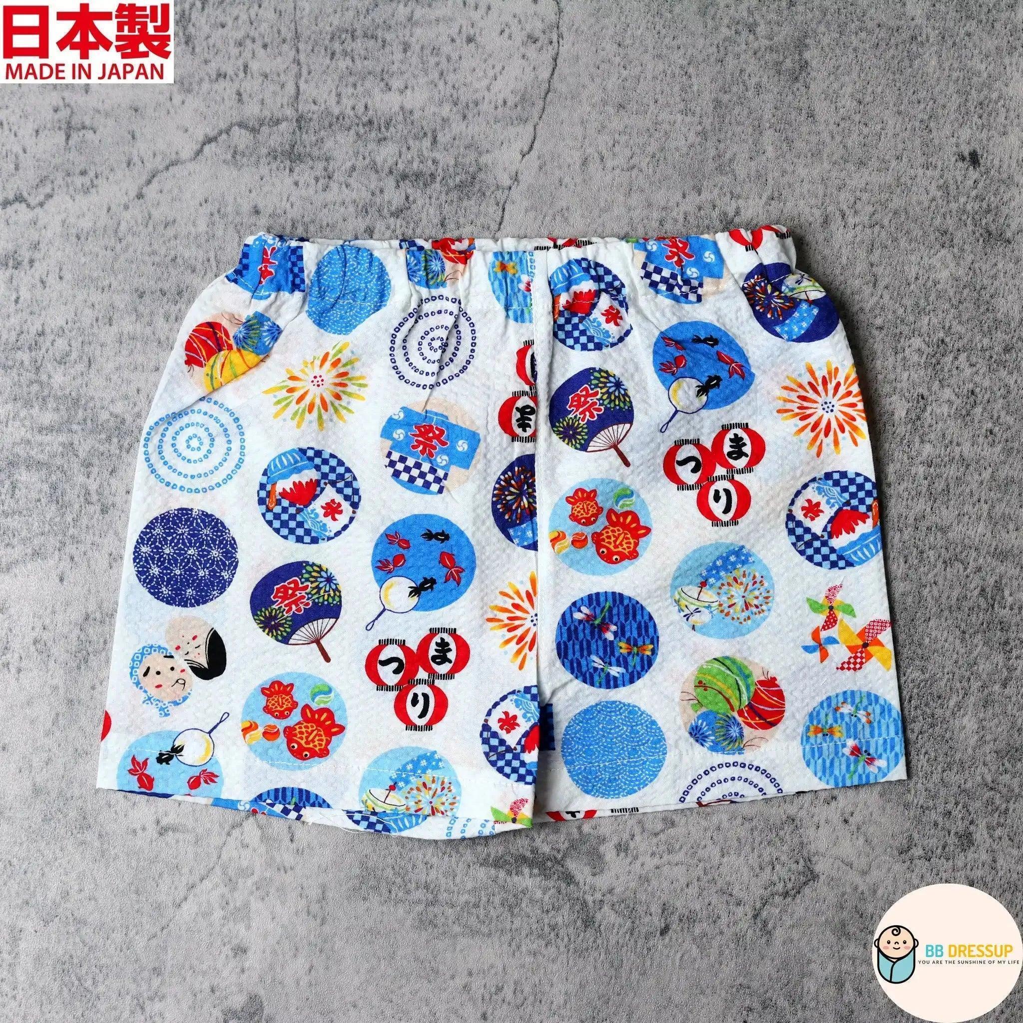 [現貨] 日本製 Mam 嬰兒白色祭典圓形日本和服甚平BB衫套裝 - BB Dressup