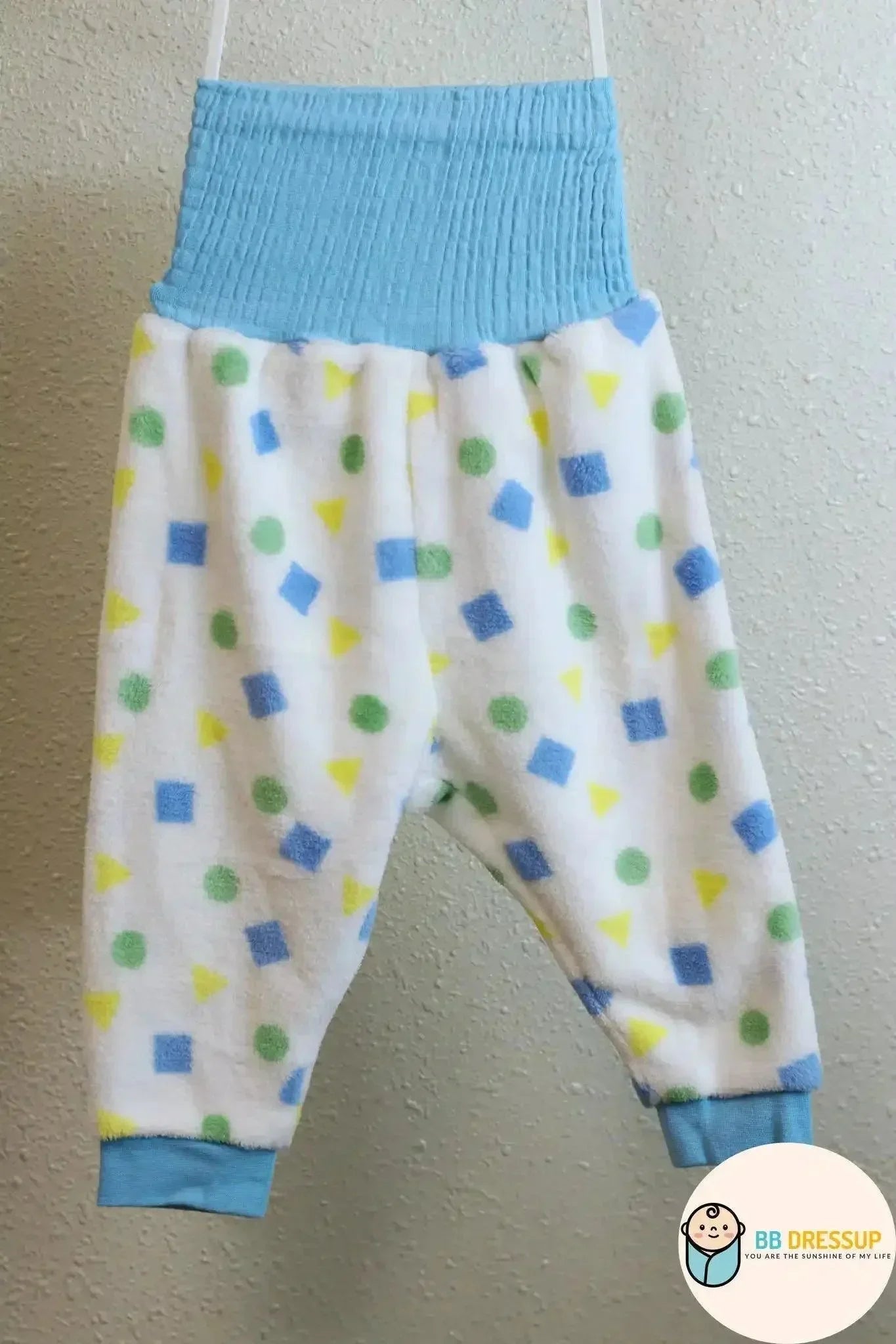 [現貨] 日本直送 Mam 嬰兒藍色幾何圖案暖肚睡衣/居家服套裝 (80-100cm) - BB Dressup