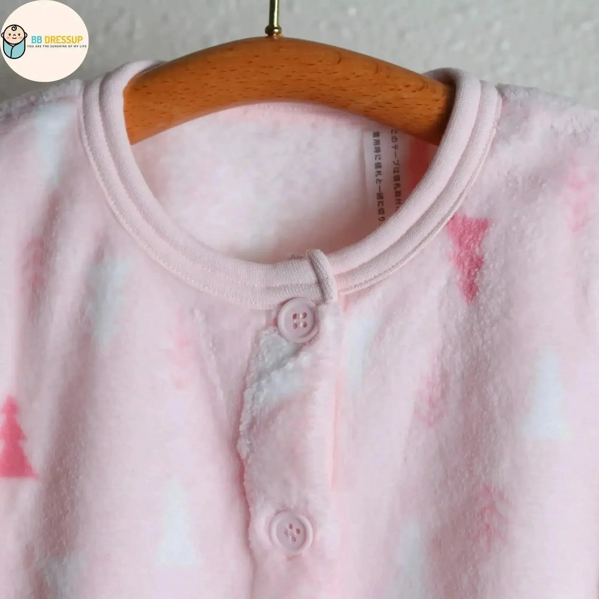 [現貨] 日本直送 Mam 嬰兒粉紅色聖誕樹暖肚睡衣套裝/居家服 (80-100cm) - BB Dressup
