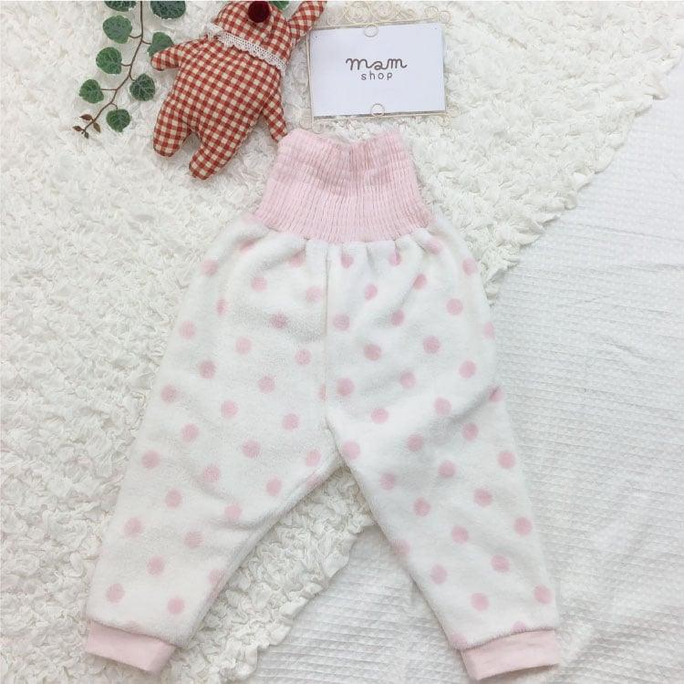 [現貨] 日本直送 Mam 嬰兒粉紅波點暖肚睡衣套裝 (80-100cm) - BB Dressup