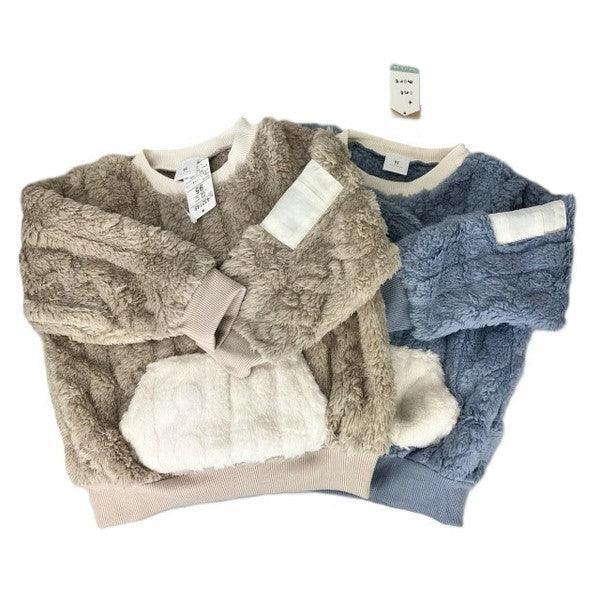 [現貨] 日本直送 Mam 幼童米色絨毛保暖圓領長袖衛衣 (80-100cm) - BB Dressup