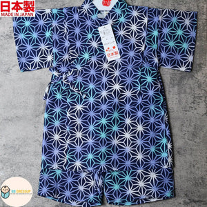 [現貨] 日本製 Mam 嬰兒深藍色十字麻葉甚平BB衫套裝 - BB Dressup