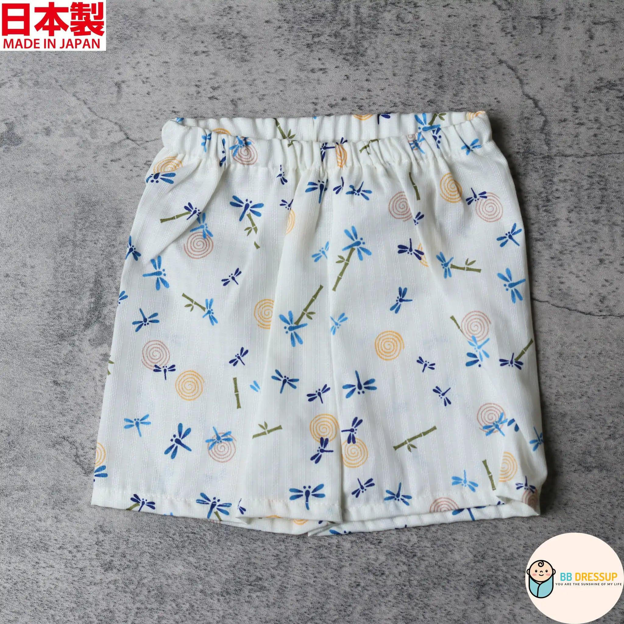 [現貨] 日本直送 Mam嬰兒白色蜻蜓圖案和服甚平BB衫套裝 - BB Dressup