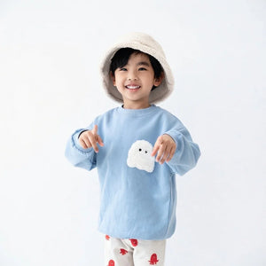 [現貨] 日本直送 Nico Hrat 童裝 粉藍色 幽靈口袋 長袖衛衣 (100-120cm) - BB Dressup