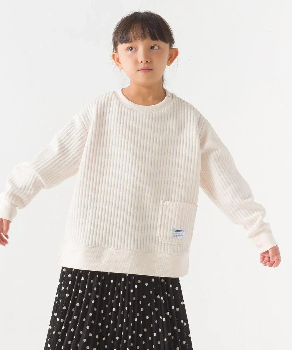 [現貨] 日本直送 OMNES 女童 白色直紋 長袖衫 (100-130cm) - BB Dressup