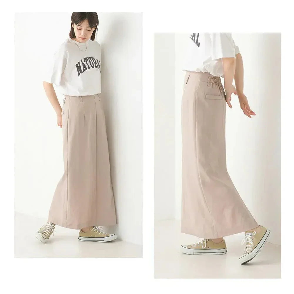 [現貨] 日本直送 OMNES 成人浅灰茶色後開衩緊身裙 - BB Dressup