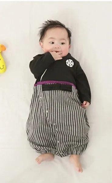 [現貨] 日本直送 O.S Kids 初生嬰兒黑色日本和服連身衣 (50-70cm) - BB Dressup