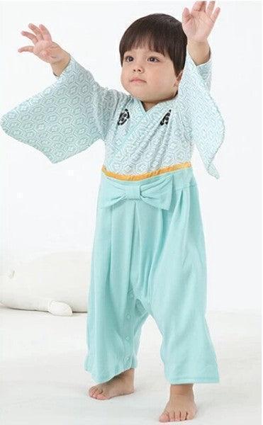[現貨] 日本直送 O.S Kids 嬰兒粉藍色日本風和服連身衣 (70-90cm) - BB Dressup