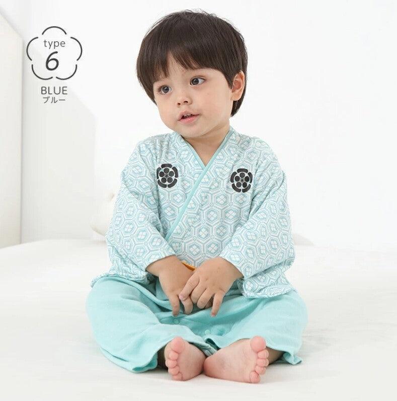 [現貨] 日本直送 O.S Kids 嬰兒粉藍色日本風和服連身衣 (70-90cm) - BB Dressup