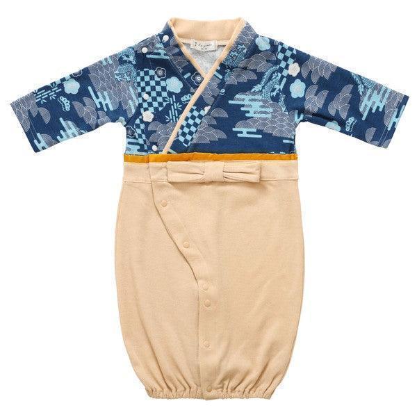 [現貨] 日本直送 O.S Kids 初生嬰兒藍色傳統和服連身衣 (50-70cm) - BB Dressup