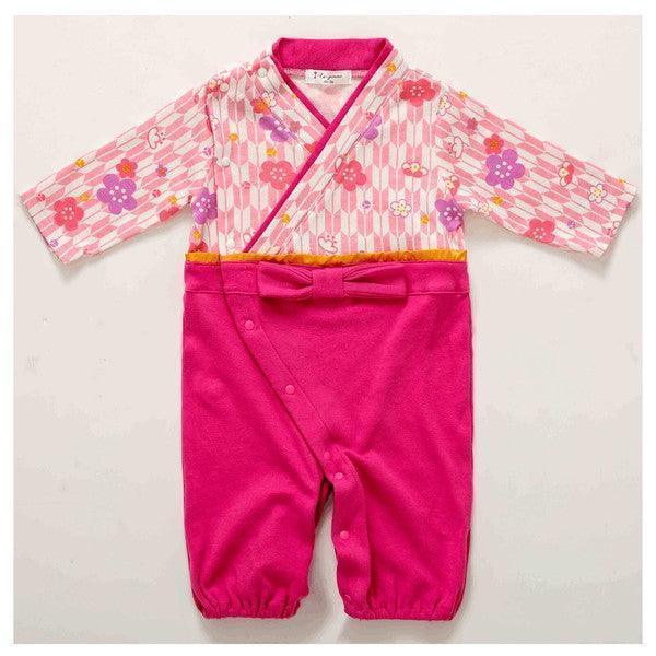 [現貨] 日本直送 O.S Kids 初生嬰兒粉紅櫻花日本和服連身衣 (50-70cm) - BB Dressup