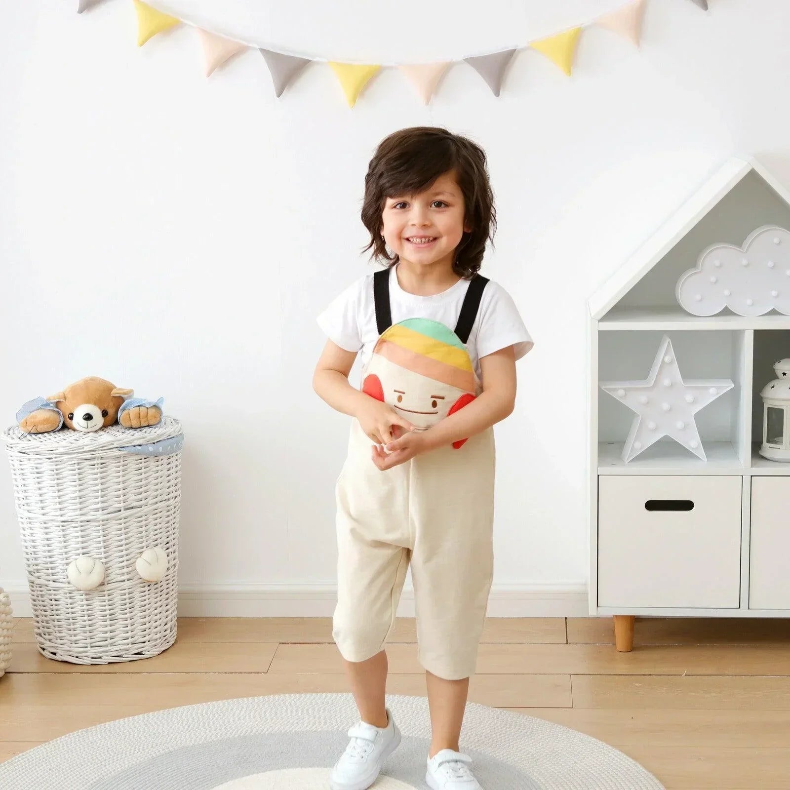 [現貨] 日本直送 OS Kids童裝蟹仔全棉吊帶長褲 (90-110cm) - BB Dressup