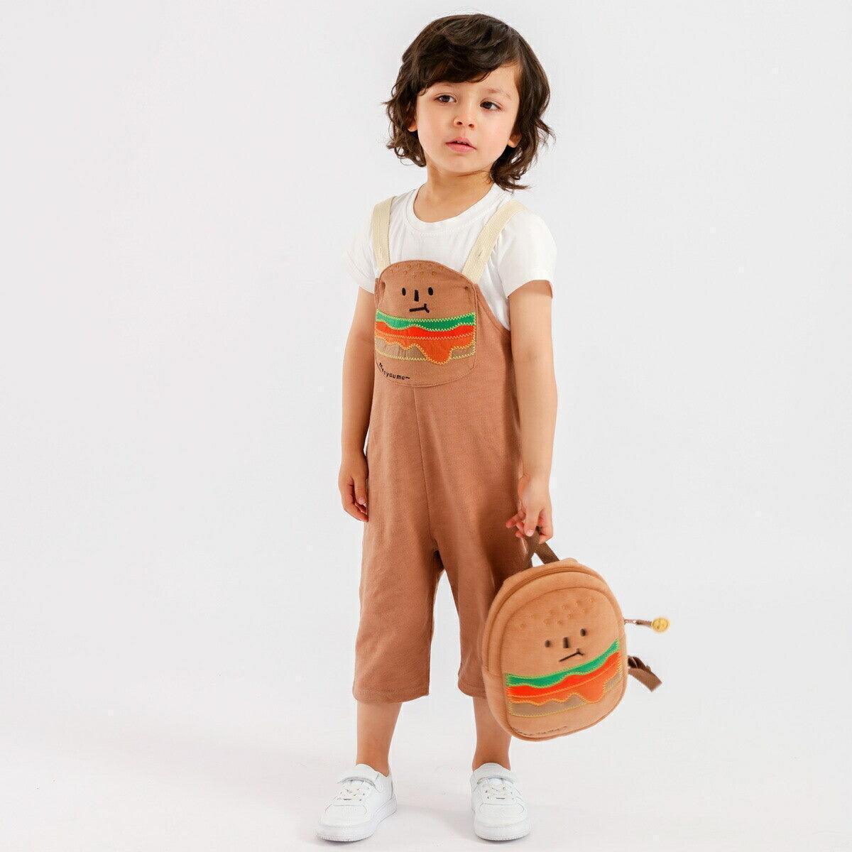 [現貨] 日本直送 OS Kids童裝漢堡包全棉吊帶長褲 (90-100cm) - BB Dressup