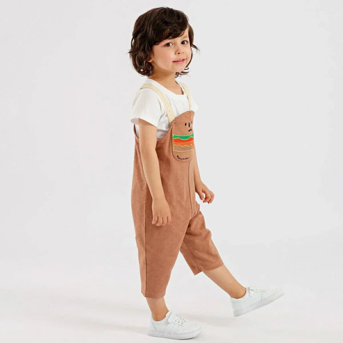 [現貨] 日本直送 OS Kids童裝漢堡包全棉吊帶長褲 (90-100cm) - BB Dressup