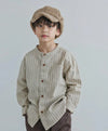 [現貨] 日本直送 Pairmanon 男童裝 淺灰直紋 長袖恤衫 (120cm) - BB Dressup