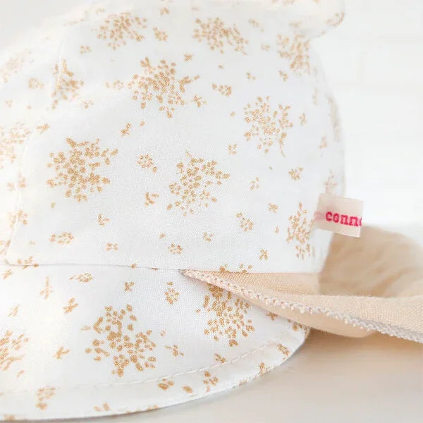 [現貨] 日本製 Shapox防UV 白色小花柄小熊日遮帽 - BB Dressup