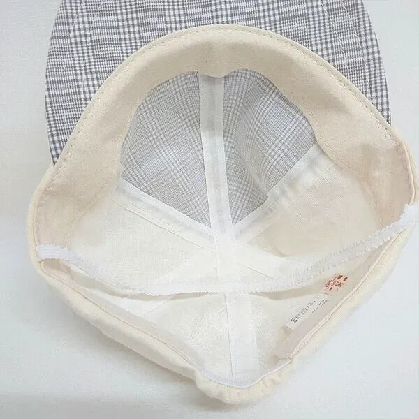 [現貨] 日本製 Shapox防紫外線灰色格仔熊耳全棉嬰幼兒Cap帽 - BB Dressup