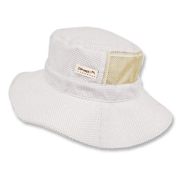 [現貨] 日本製 Shapox防UV 米色有機棉兒童防曬帽 (可調節／附綁帶) 54-56cm - BB Dressup