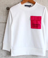 [現貨] 日本直送 Shisky 童裝 白色配螢光紅胸袋 長袖衛衣 (120-130cm) - BB Dressup