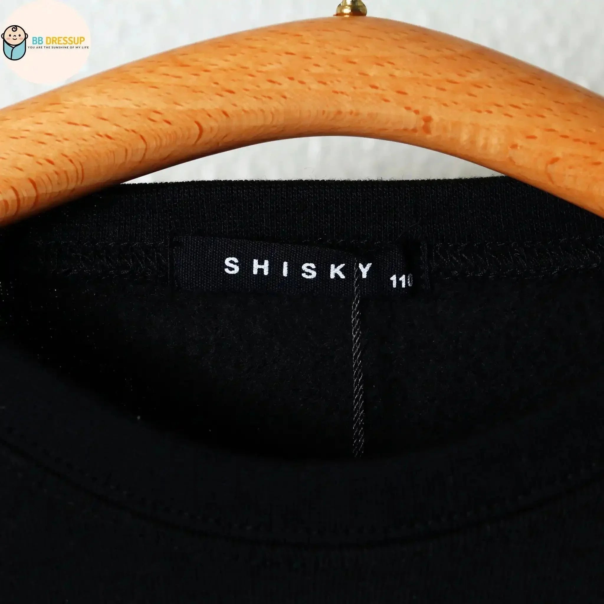 [現貨] 日本直送 Shisky 童裝 黑色配螢光黃印花 長袖衛衣 (120-130cm) - BB Dressup
