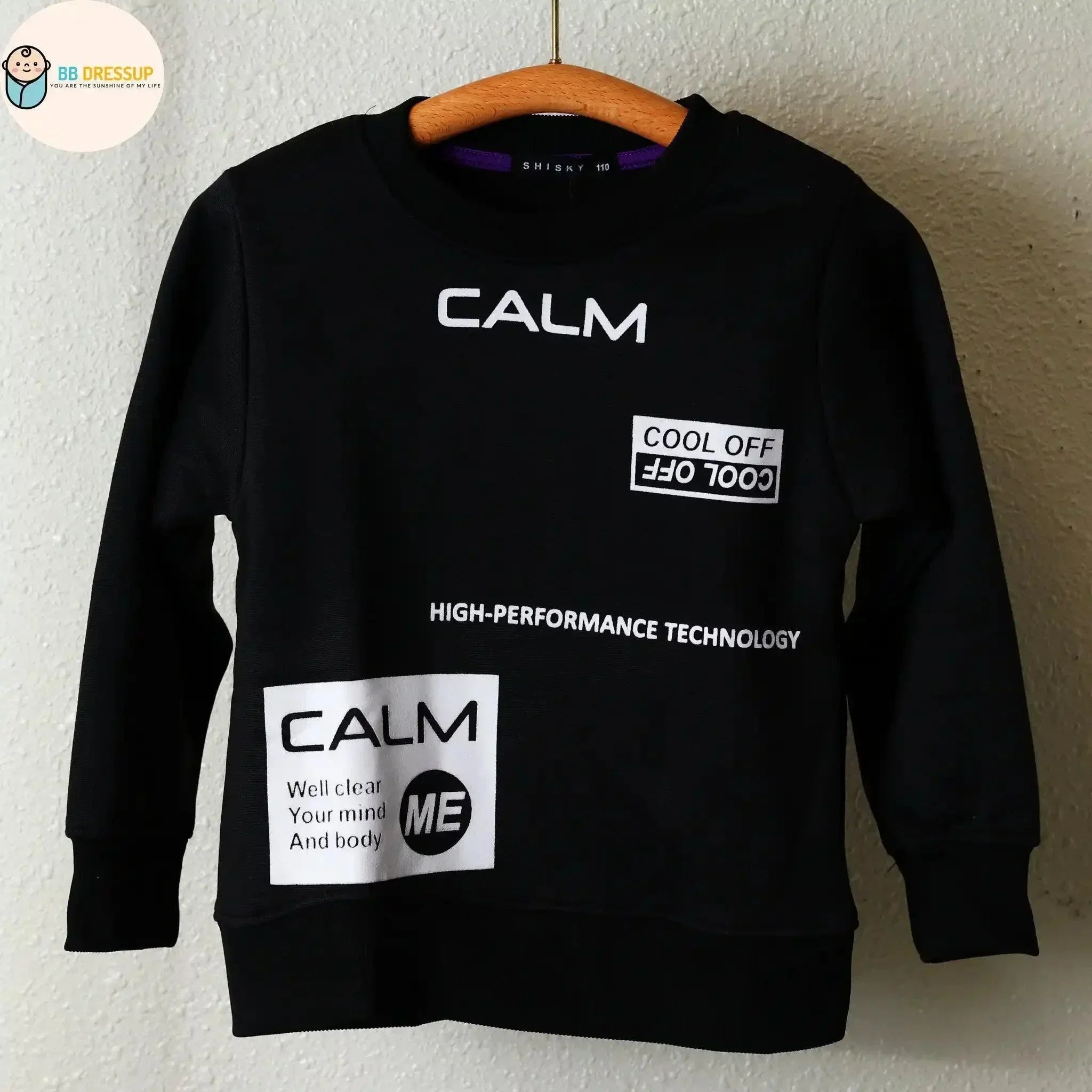 [現貨] 日本直送 Shisky 童裝 黑色Calm 長袖衛衣 (110-130) - BB Dressup