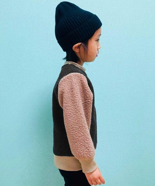 [現貨] 日本直送 Shisky 童裝 深藍拼摩卡色 長袖毛毛衛衣 (120-130cm) - BB Dressup