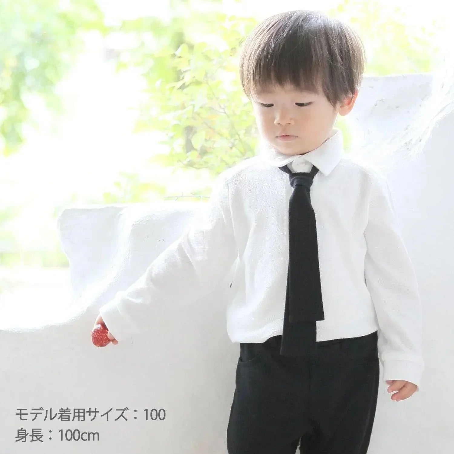 [現貨] 日本直送 Aenak 男童裝 白色長袖領呔恤衫 (80-120cm) - BB Dressup