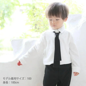 [現貨] 日本直送 Aenak 男童裝 白色長袖領呔恤衫 (80-120cm) - BB Dressup