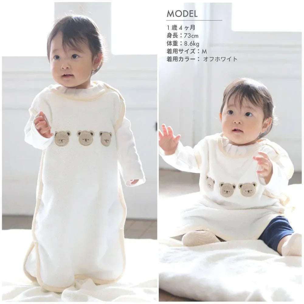 [現貨] 日本直送 Aenak 小熊造型白色初生嬰兒背心防踢睡袋 (S/M) - BB Dressup