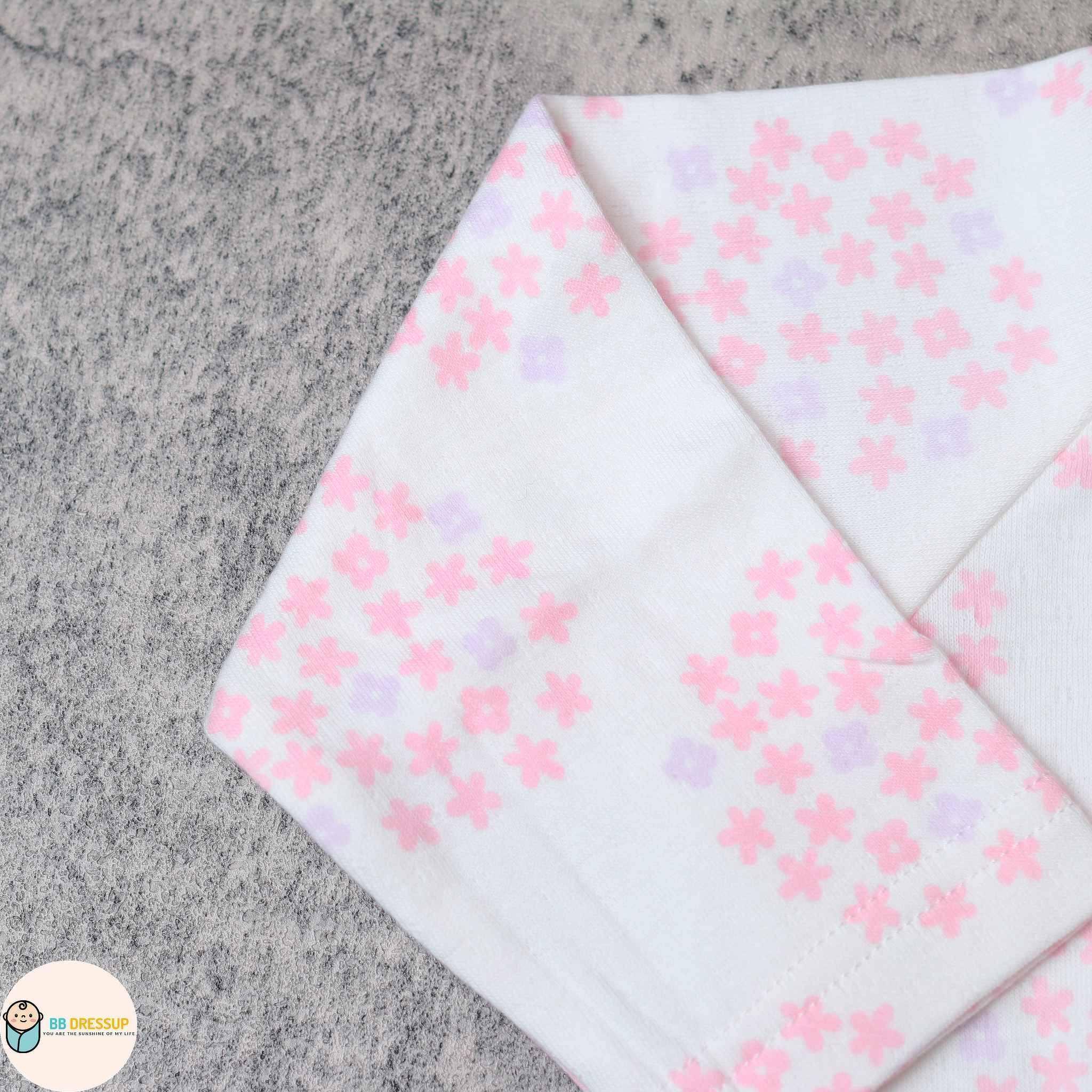 [現貨] 日本直送 Aenak 初生嬰兒 100%全棉粉紅小花長袖厚身上衣 (80-90cm) - BB Dressup