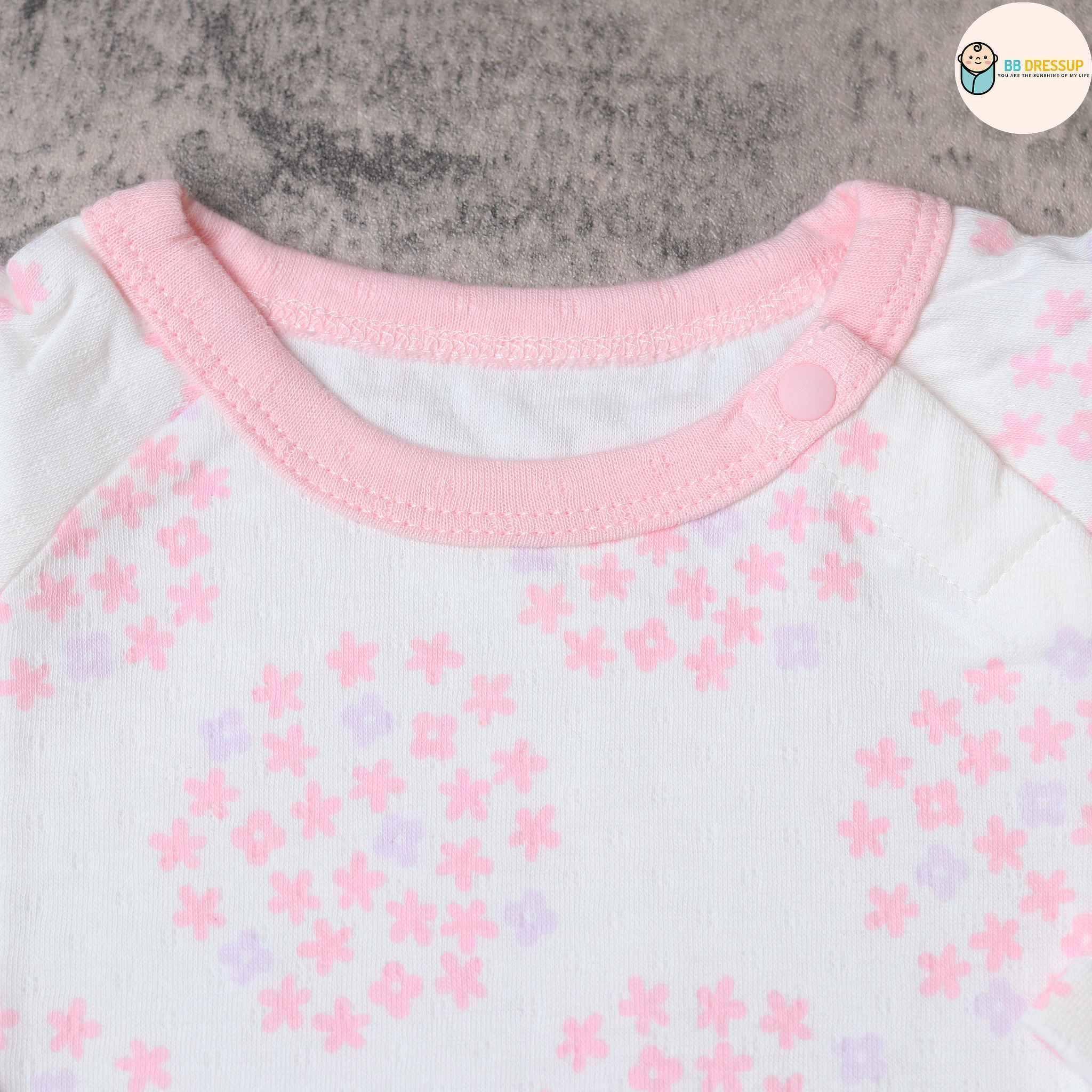 [現貨] 日本直送 Aenak 初生嬰兒 100%全棉粉紅小花長袖厚身上衣 (80-90cm) - BB Dressup